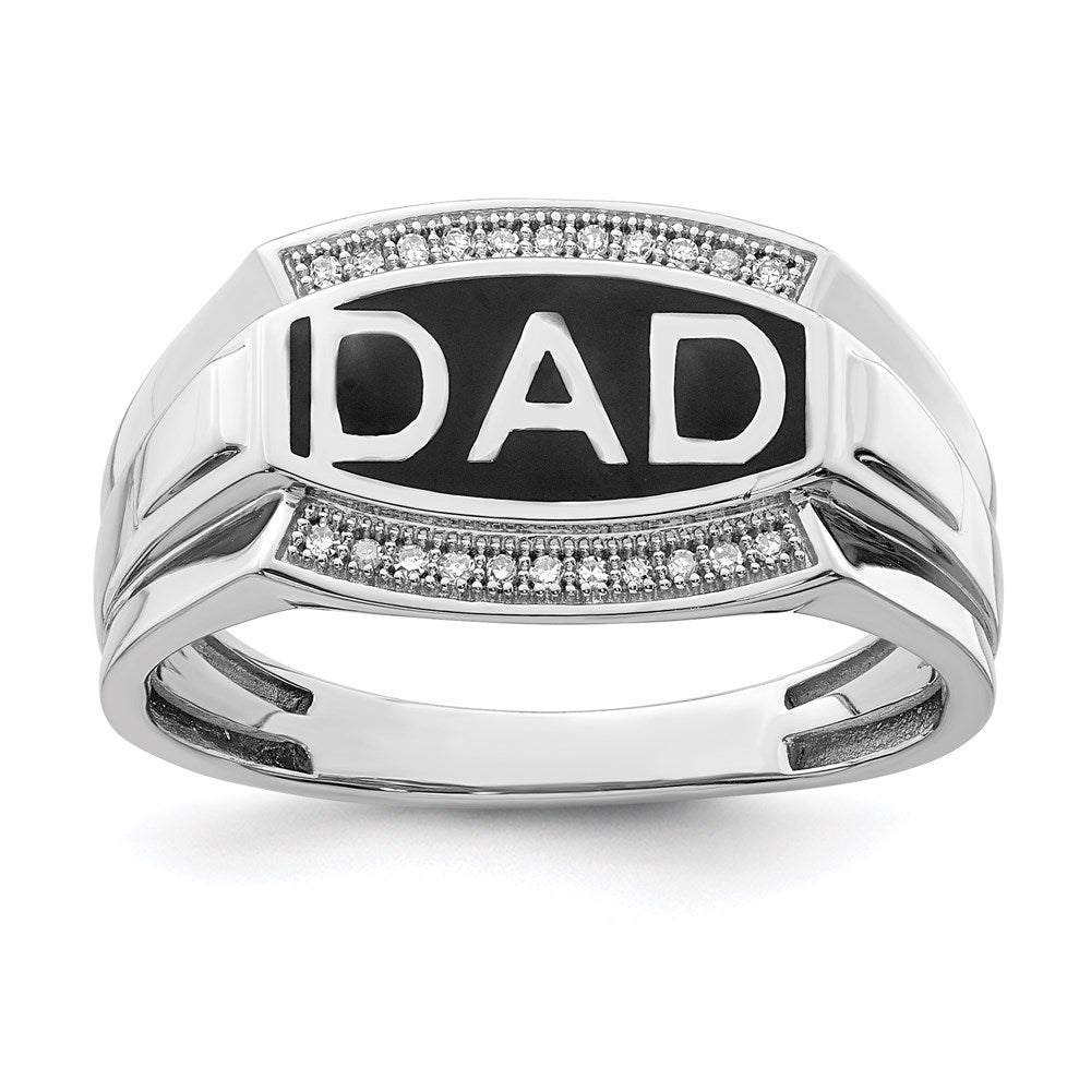 Sterling Silver Rhodium Plated Diamond Men'S Dad Ring