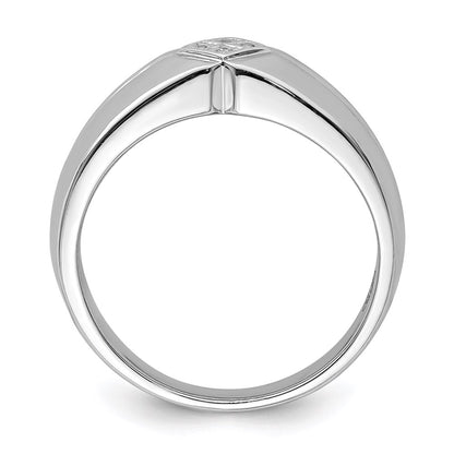 Sterling Silver Rhodium Plated Diamond Men'S Ring