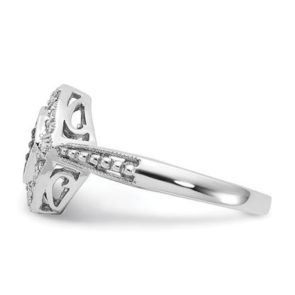 Sterling Silver Champagne & Clear Diamond Small Shape Ring