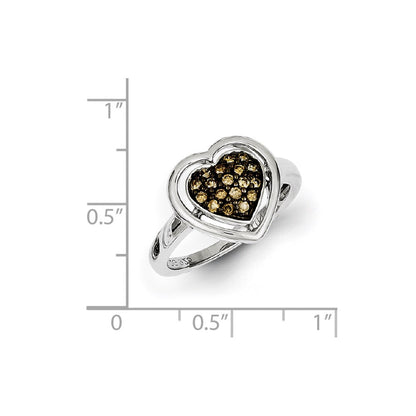 Sterling Silver Champagne Diamond Heart Ring