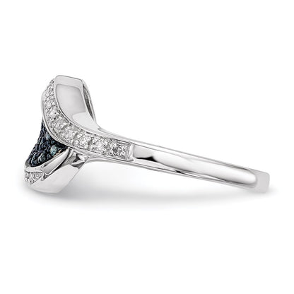 Sterling Silver Blue Diamond Fancy Marquise Ring