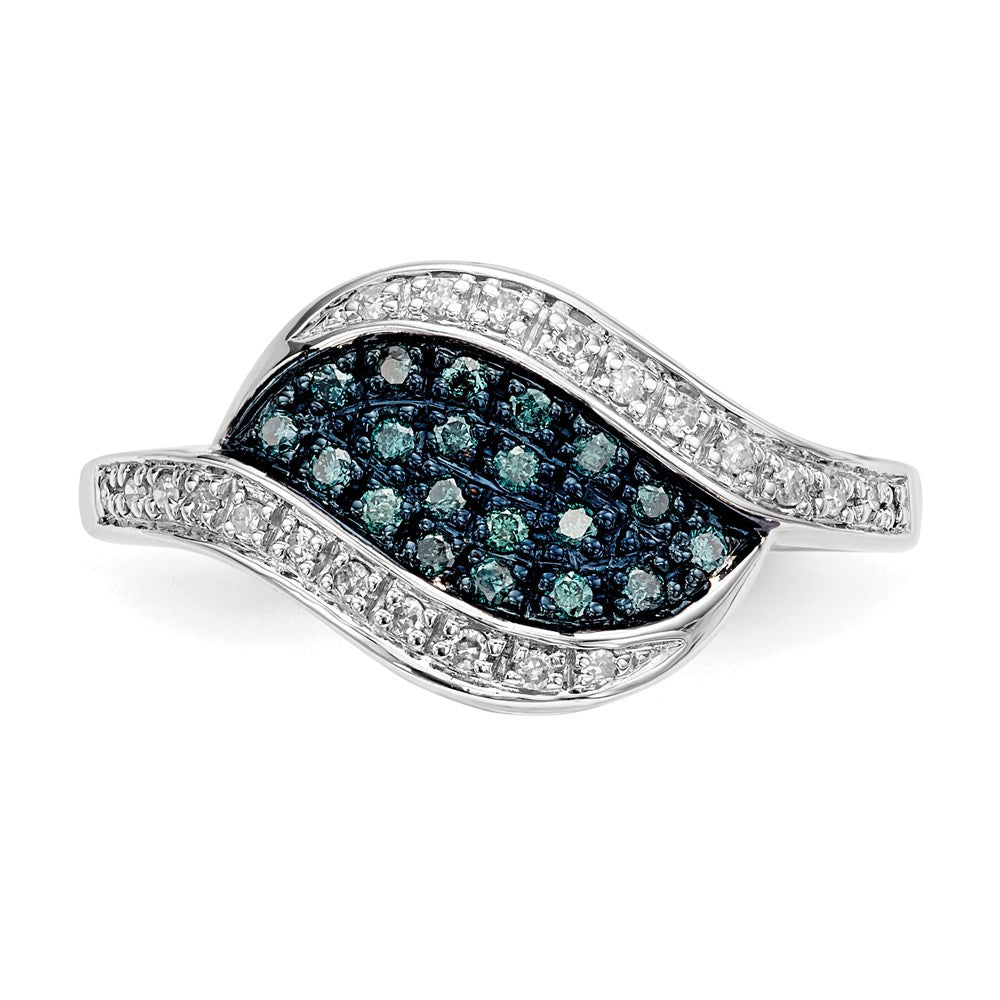Sterling Silver Blue Diamond Fancy Marquise Ring