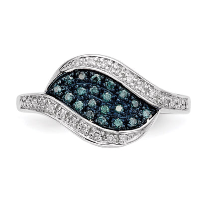 Sterling Silver Blue Diamond Fancy Marquise Ring