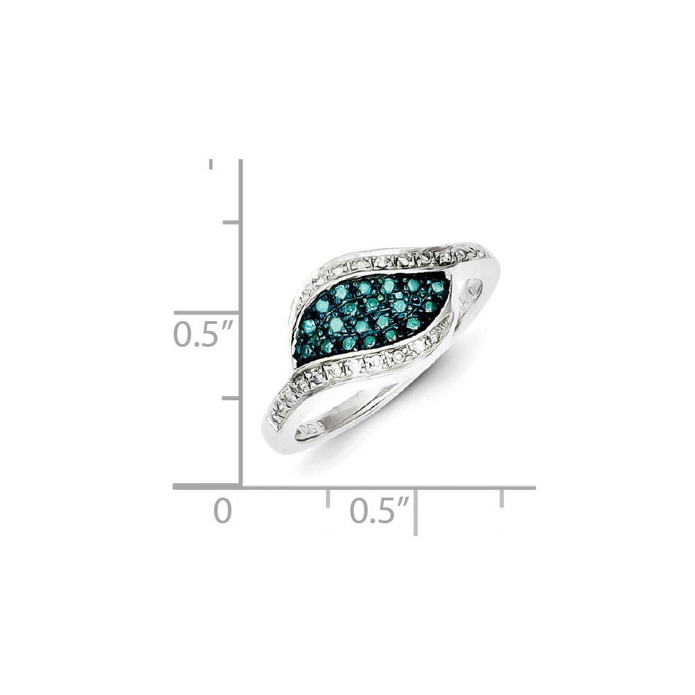 Sterling Silver Blue Diamond Fancy Marquise Ring