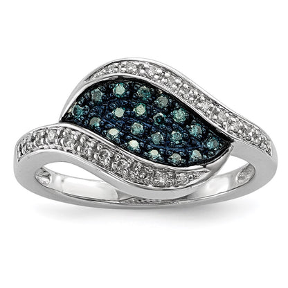 Sterling Silver Blue Diamond Fancy Marquise Ring