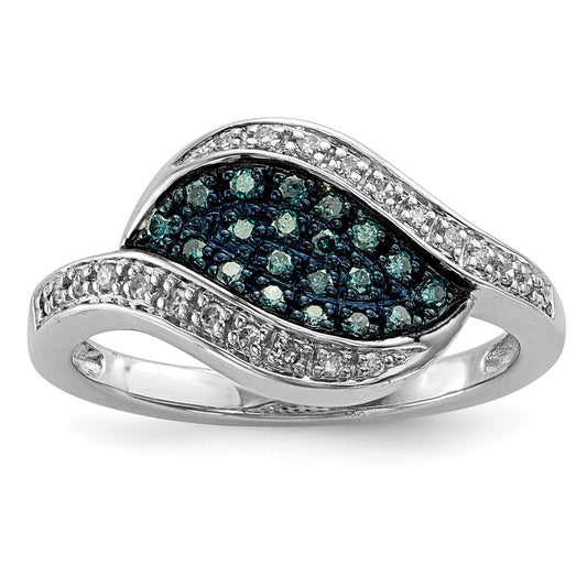 Sterling Silver Blue Diamond Fancy Marquise Ring