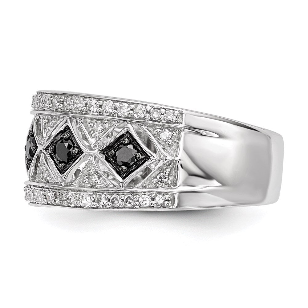 Sterling Silver Black/White Diamond Ring