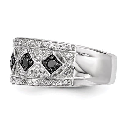 Sterling Silver Black/White Diamond Ring