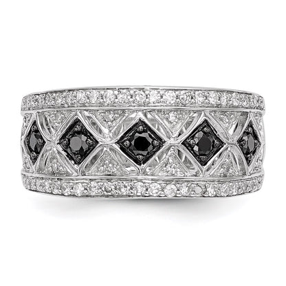 Sterling Silver Black/White Diamond Ring