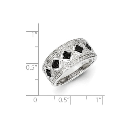 Sterling Silver Black/White Diamond Ring