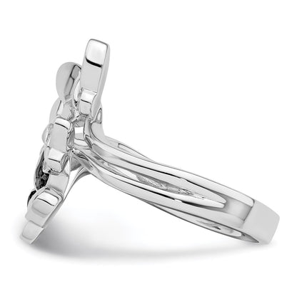 Sterling Silver White Night Rhodium Plated And Black Diamond Butterfly Ring