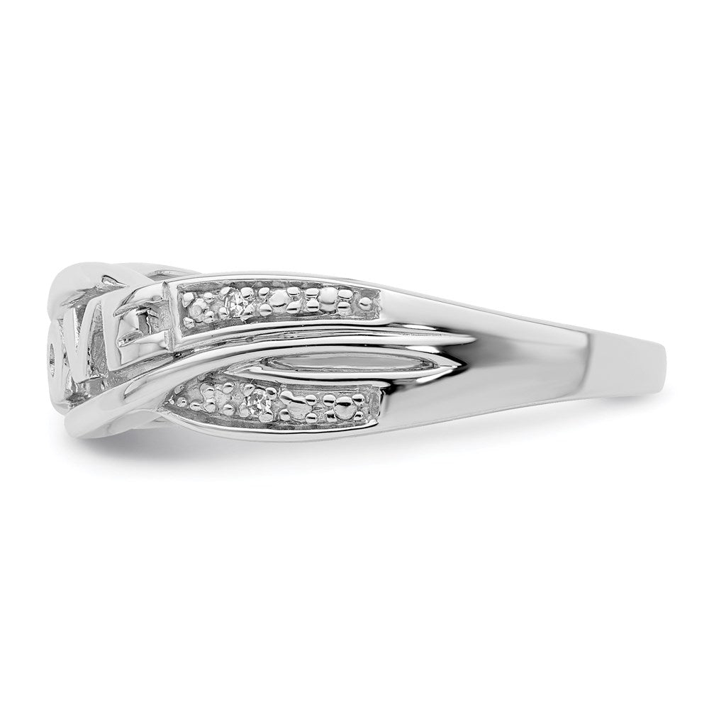 Sterling Silver Rhodium Plated Diamond Love Ring