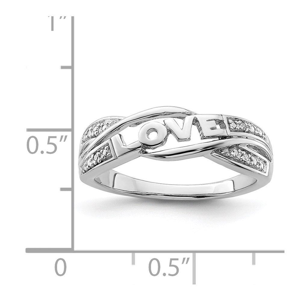Sterling Silver Rhodium Plated Diamond Love Ring