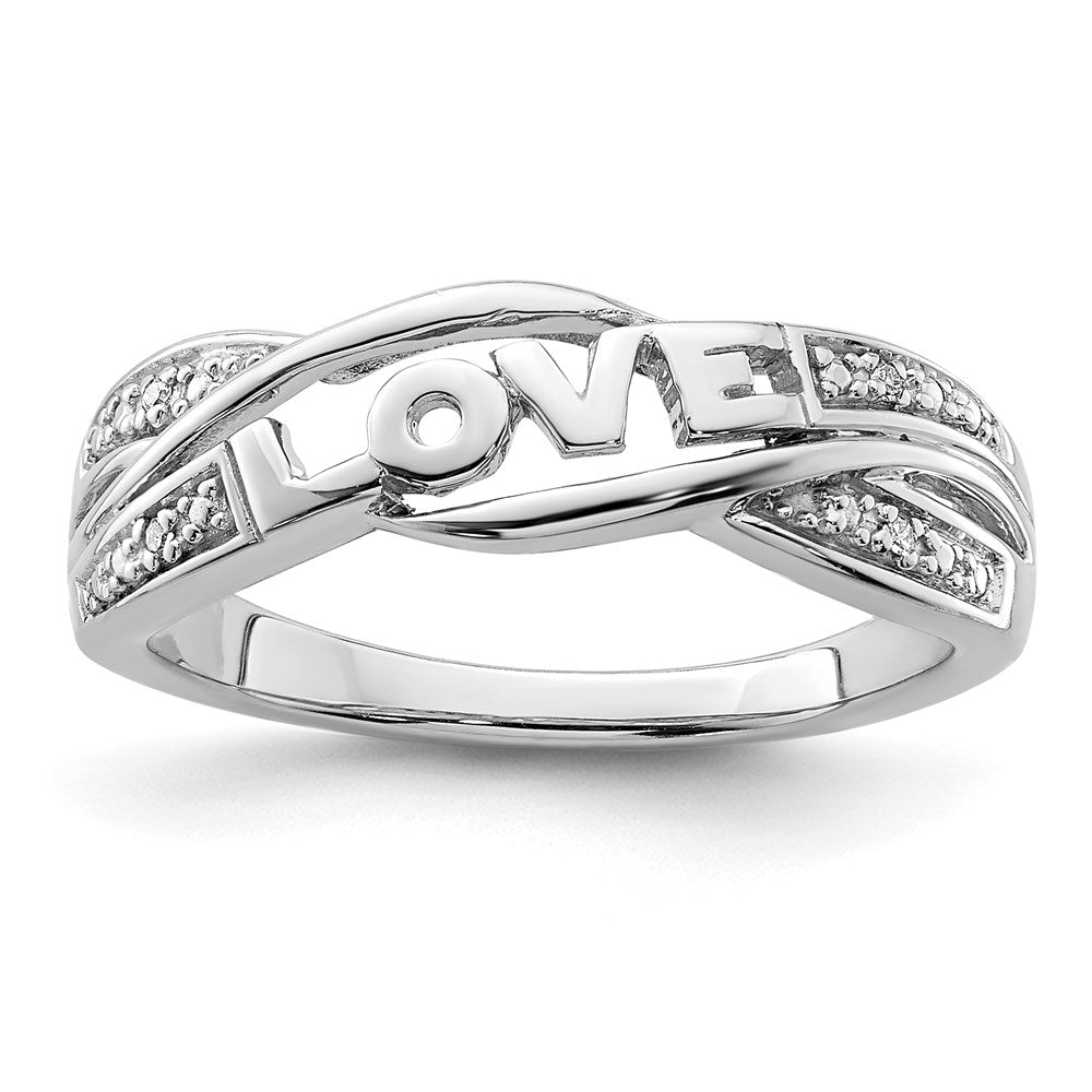 Sterling Silver Rhodium Plated Diamond Love Ring