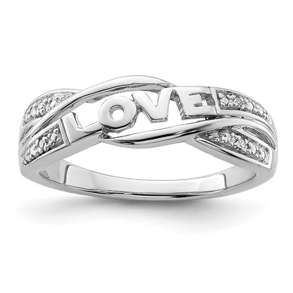 Sterling Silver Rhodium Plated Diamond Love Ring