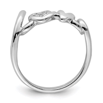 Sterling Silver Rhodium Plated Diamond Love Ring