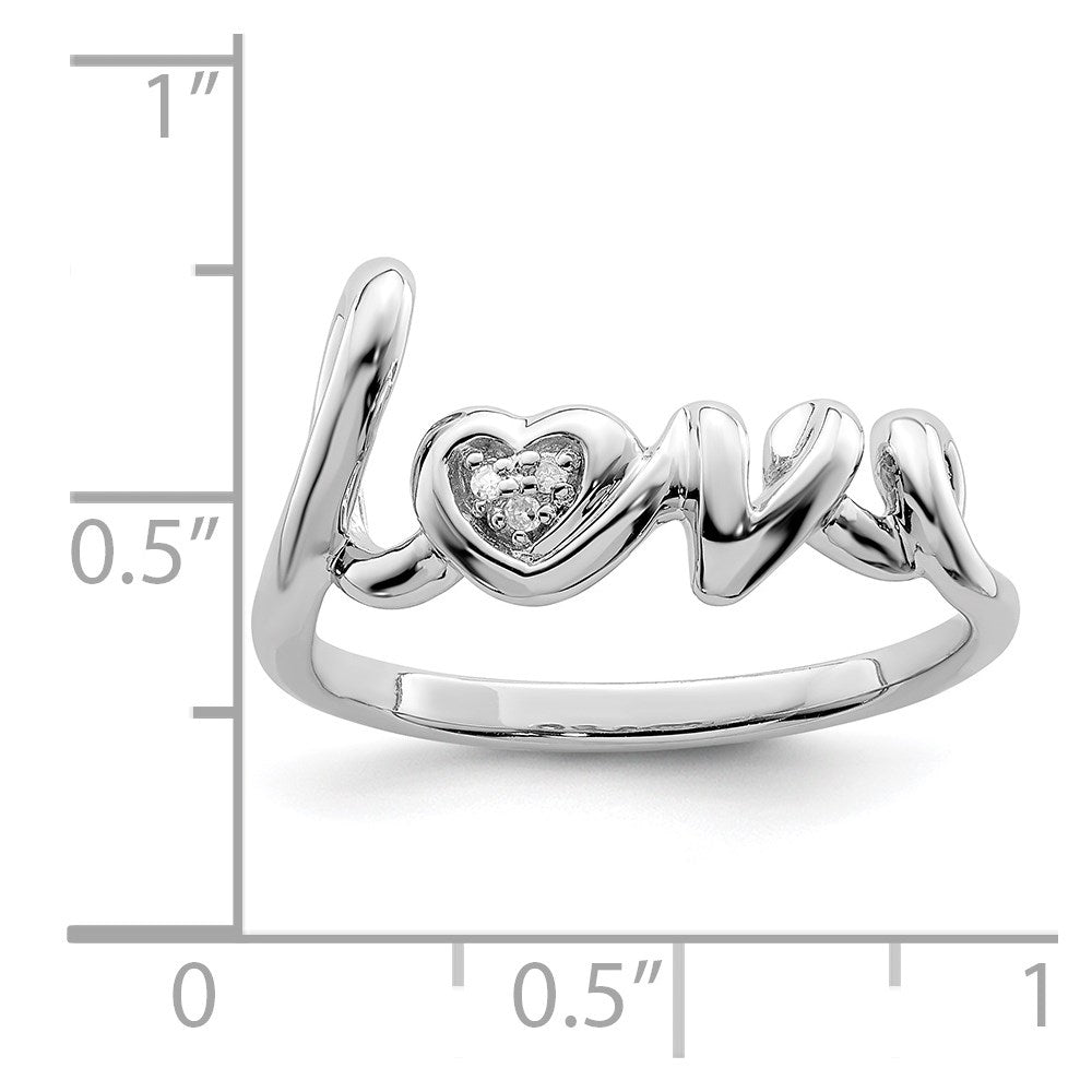 Sterling Silver Rhodium Plated Diamond Love Ring
