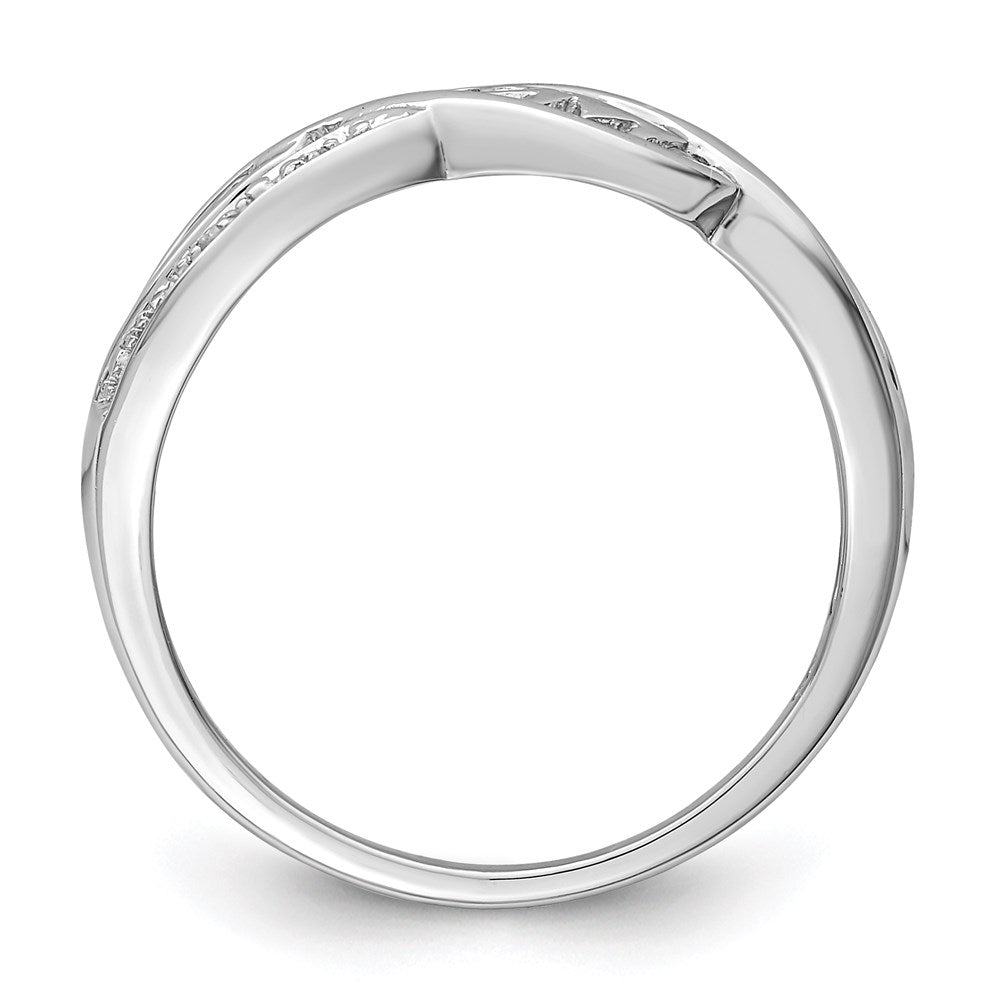 Sterling Silver Rhodium Plated Diamond Heart Mom Ring