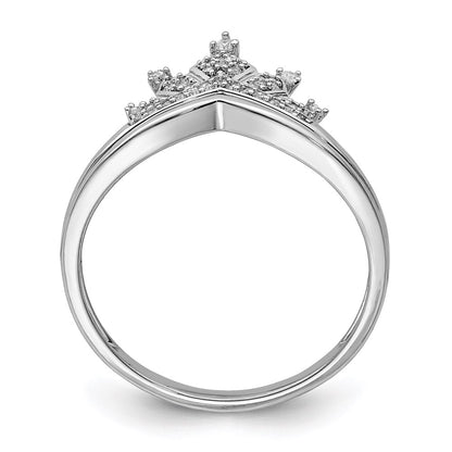 Sterling Silver Rhodium Plated Diamond Crown Ring