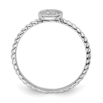 Sterling Silver Rhodium Plated White Diamond Stackable Ring