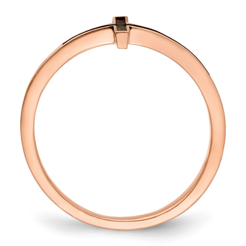 Sterling Silver Rose Gold Plated Antiqued Sideways Cross Ring