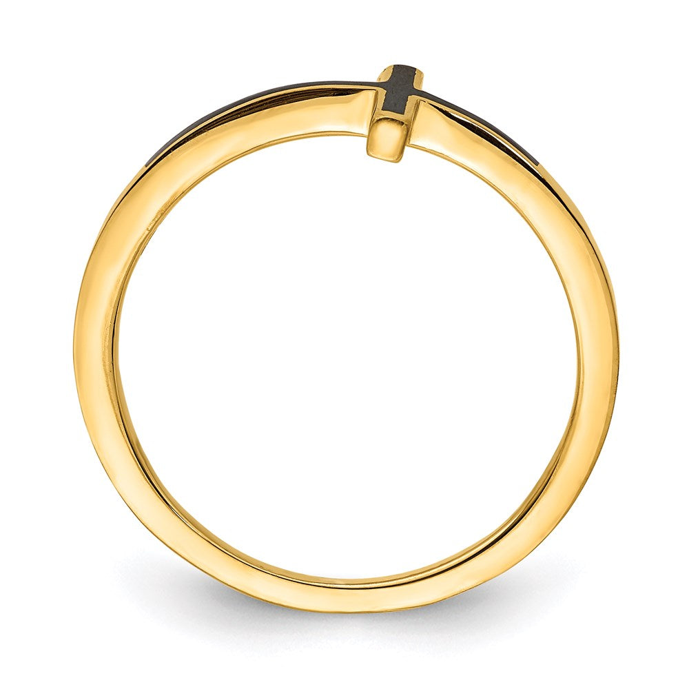 Sterling Silver Yellow Gold Plated Antiqued Sideways Cross Ring
