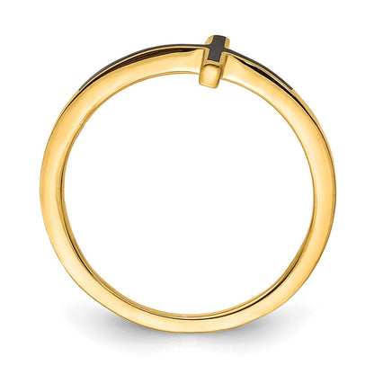 Sterling Silver Yellow Gold Plated Antiqued Sideways Cross Ring