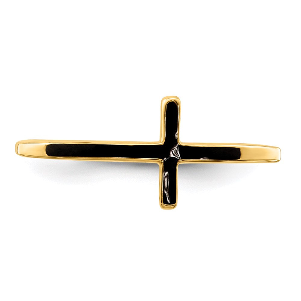Sterling Silver Yellow Gold Plated Antiqued Sideways Cross Ring