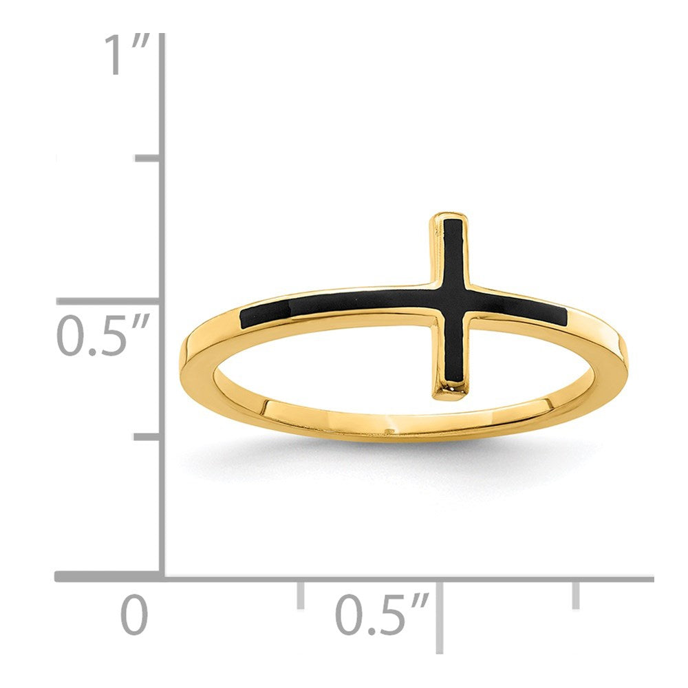 Sterling Silver Yellow Gold Plated Antiqued Sideways Cross Ring