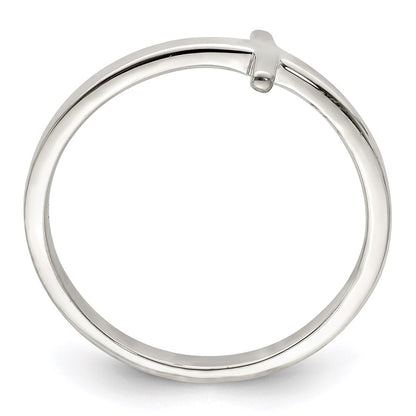 Sterling Silver Rose Gold Plated Sideways Cross Ring