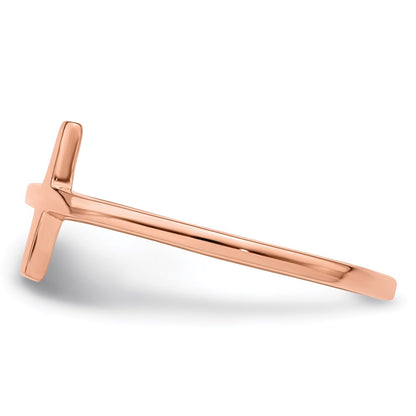 Sterling Silver Rose Gold Plated Sideways Cross Ring
