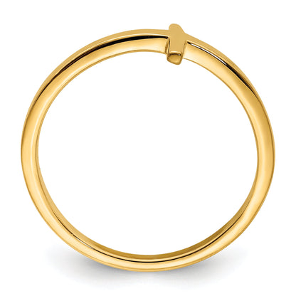 Sterling Silver Yellow Gold Plated Sideways Cross Ring