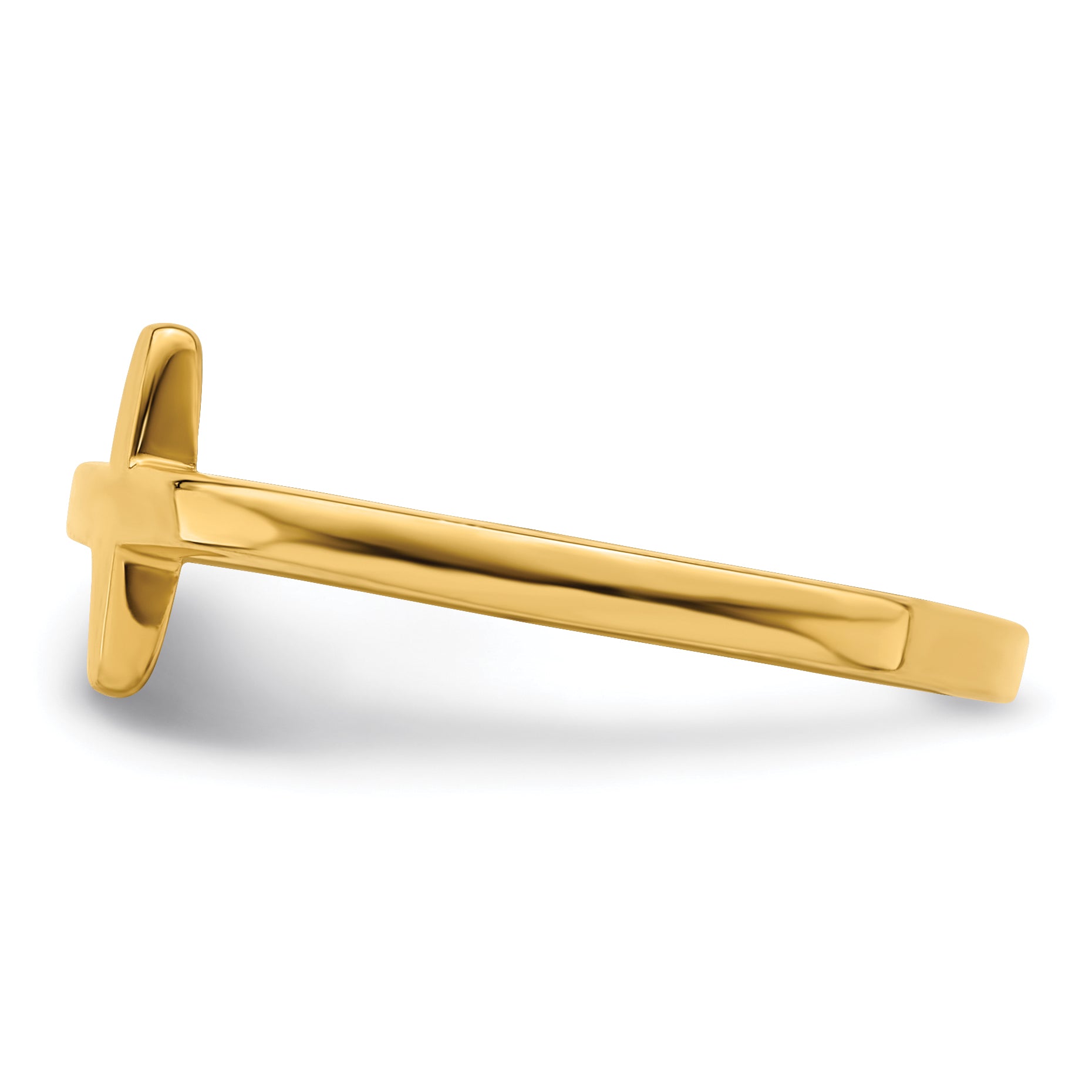 Sterling Silver Yellow Gold Plated Sideways Cross Ring