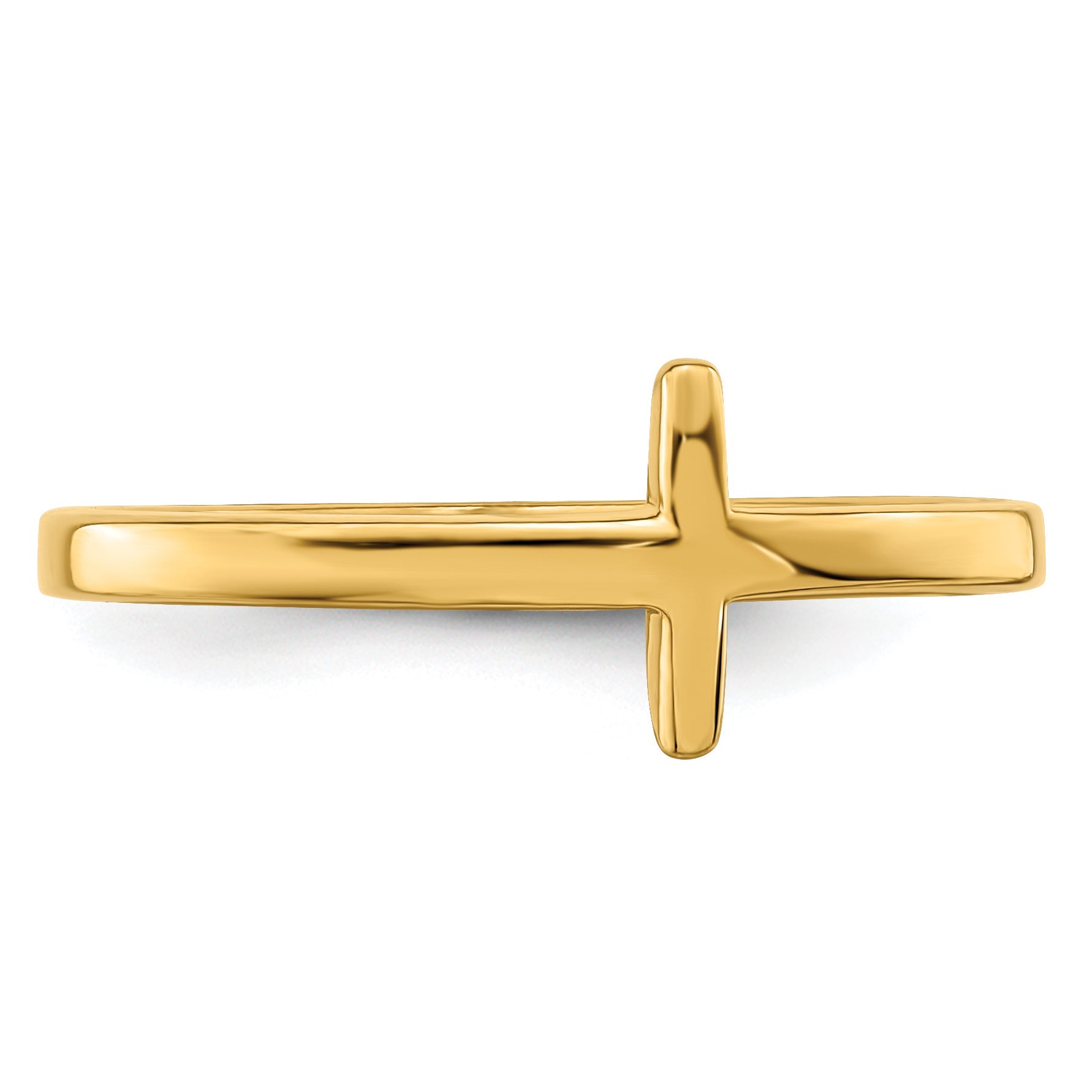 Sterling Silver Yellow Gold Plated Sideways Cross Ring
