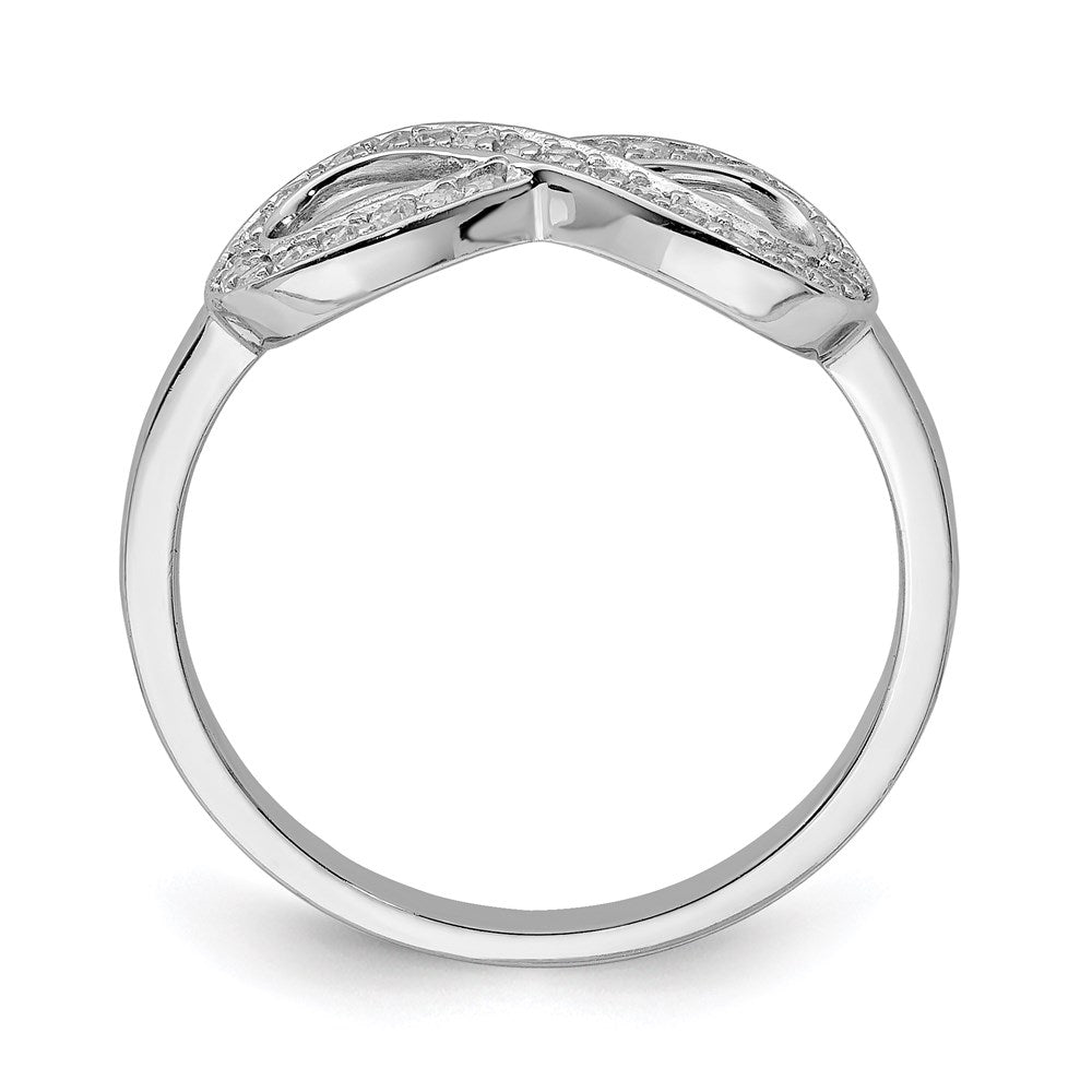 Sterling Silver Rhodium Plated Cz Infinity Ring