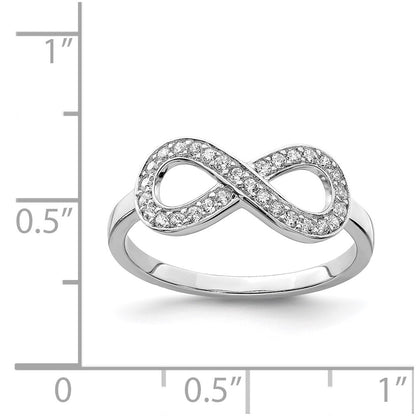 Sterling Silver Rhodium Plated Cz Infinity Ring