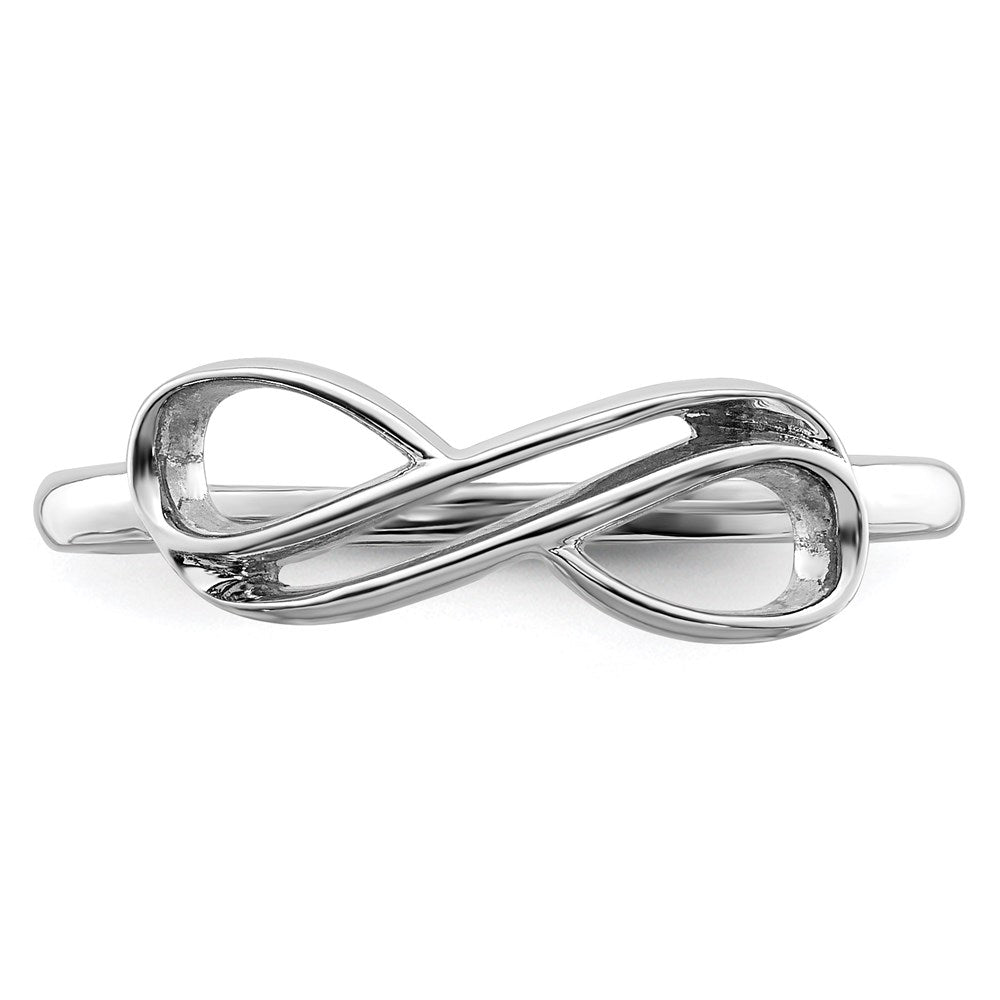 Sterling Silver Rhodium Plated Overlap Infinity Ring