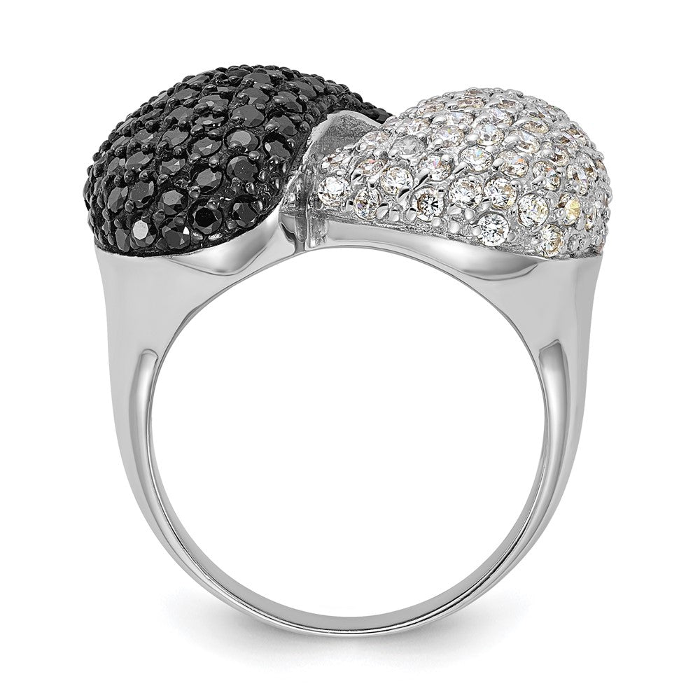 Sterling Silver & Black Rhodium White Cz Ring