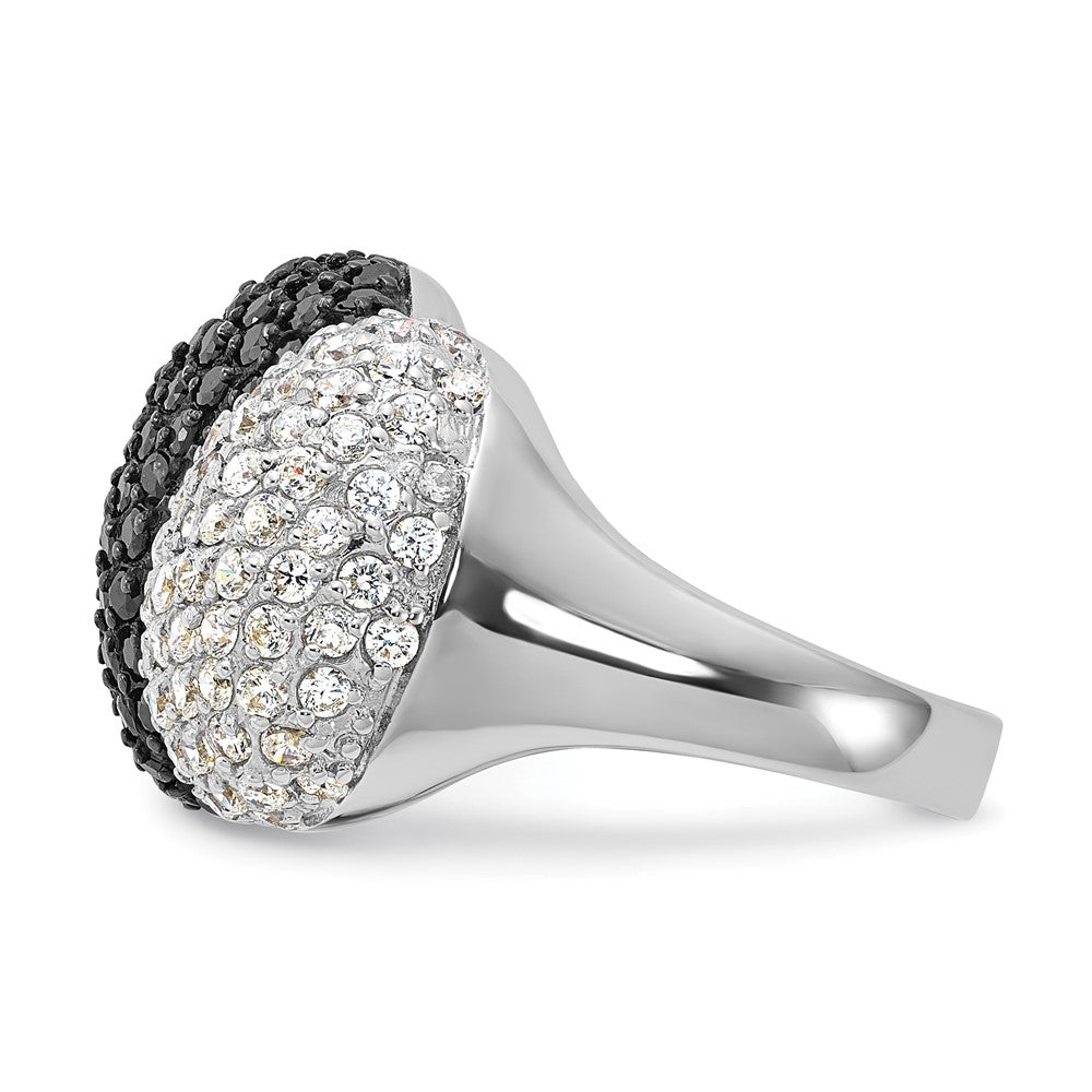 Sterling Silver & Black Rhodium White Cz Ring