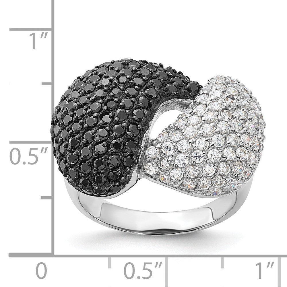 Sterling Silver & Black Rhodium White Cz Ring