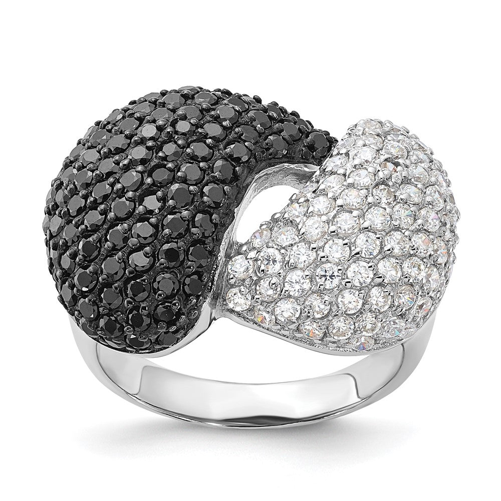 Sterling Silver & Black Rhodium White Cz Ring