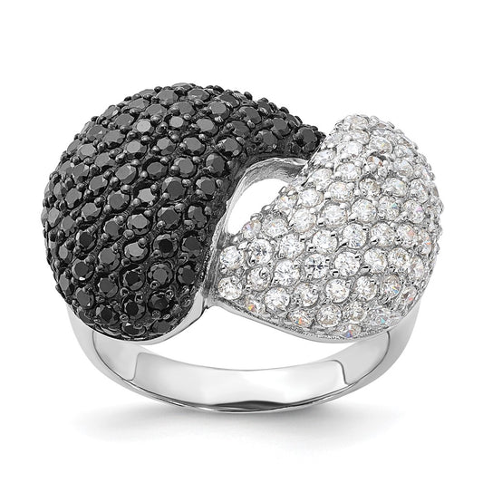 Sterling Silver & Black Rhodium White Cz Ring