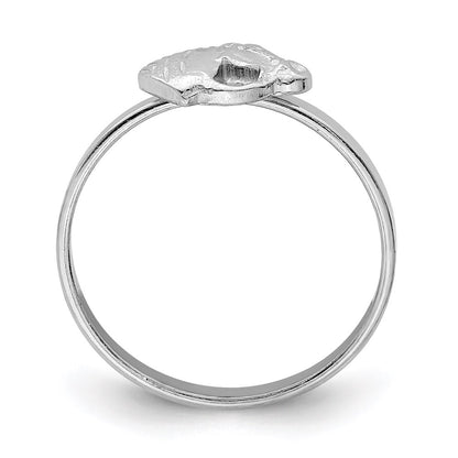 Sterling Silver Rhodium Plated Polished & Textured Horse Children'S Ring