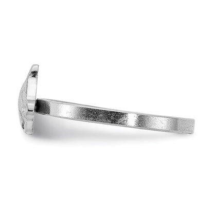 Sterling Silver Rhodium Plated Polished & Textured Horse Children'S Ring