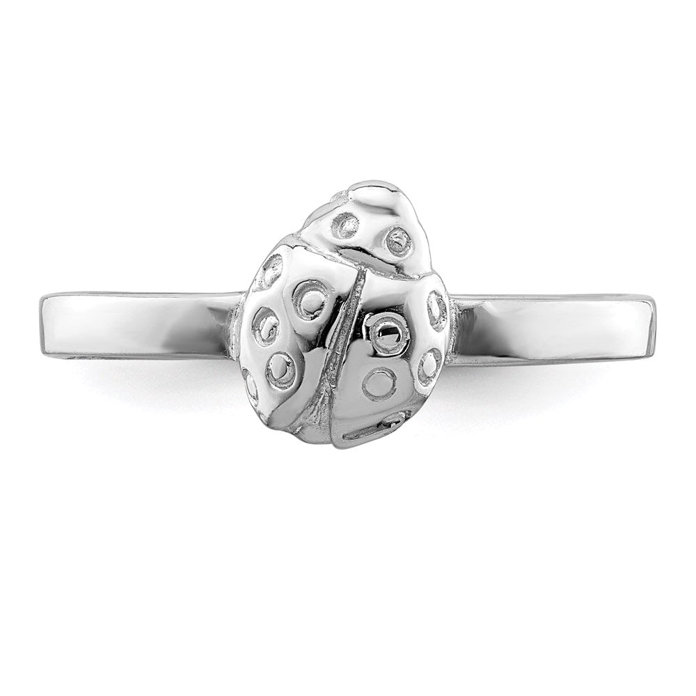 Sterling Silver Rhodium Plated Polished Ladybug Children'S Ring