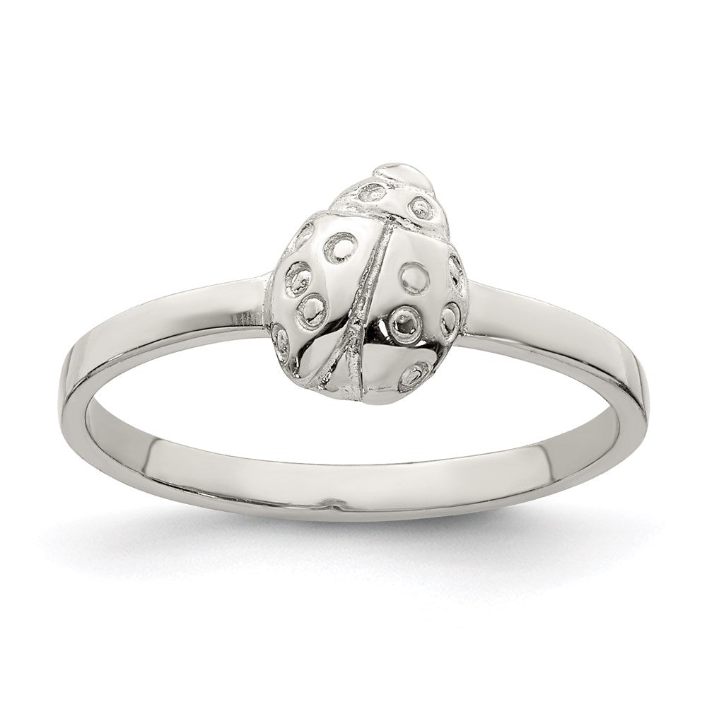 Sterling Silver Rhodium Plated Polished Ladybug Children'S Ring