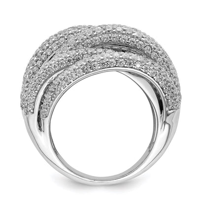 Sterling Silver Shimmer Rhodium Plated 536 Stone Pav‚Äö Cz Ring