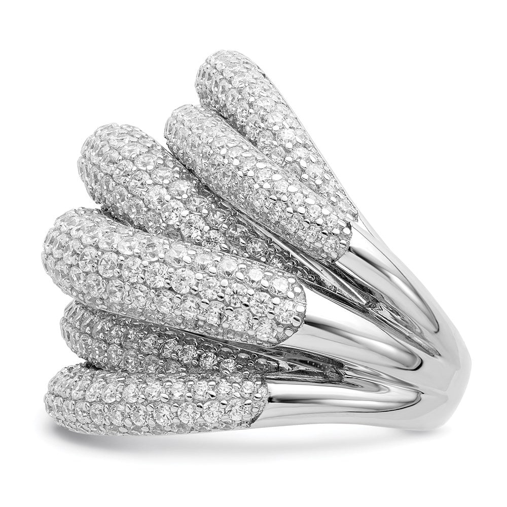Sterling Silver Shimmer Rhodium Plated 536 Stone Pav‚Äö Cz Ring