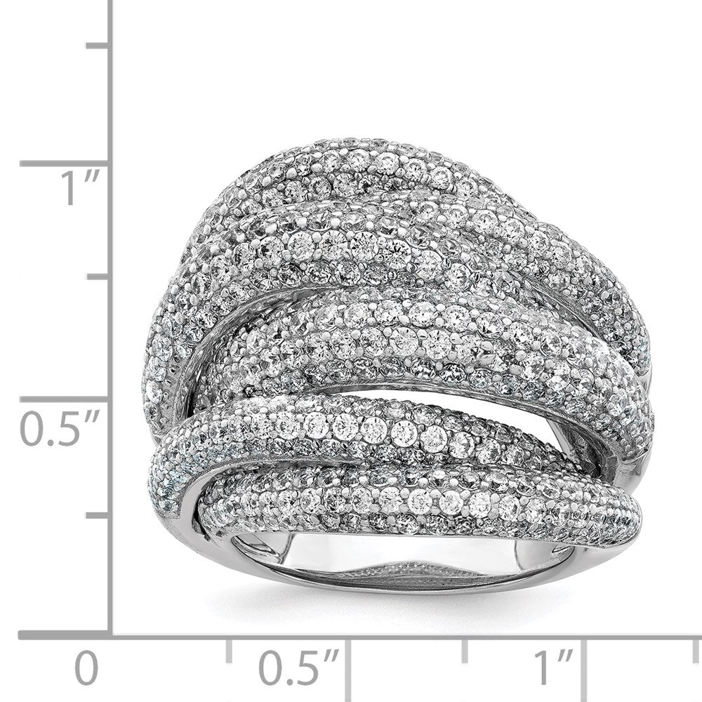 Sterling Silver Shimmer Rhodium Plated 536 Stone Pav‚Äö Cz Ring