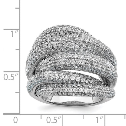 Sterling Silver Shimmer Rhodium Plated 536 Stone Pav‚Äö Cz Ring